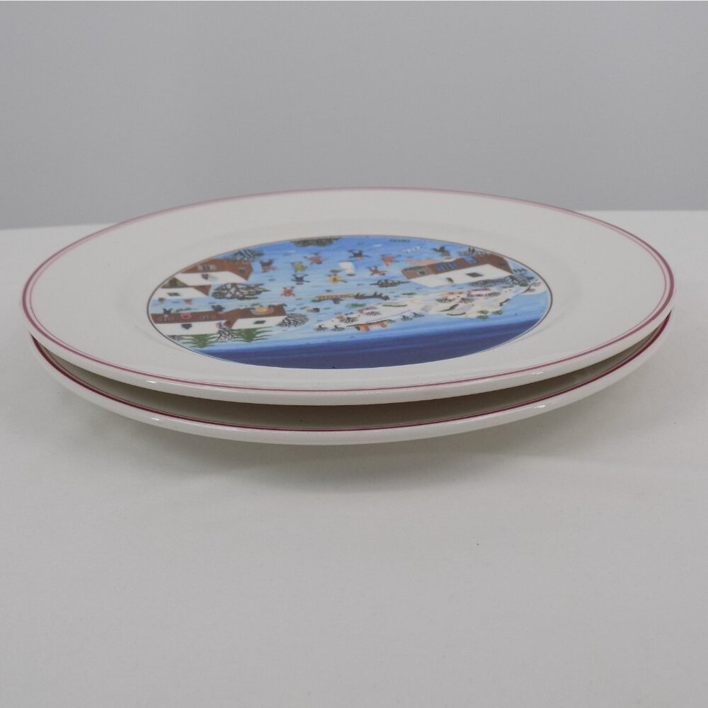 Set of 2 Villeroy & Boch Naif Christmas Dinner Plate Laplau 10.5 in diameter - Picture 7 of 11
